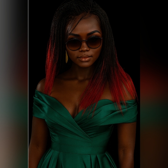 Yassine Red/Black Ombre Braided Wig | 100% Handmade Micro Millions Lace NWT - Picture 1 of 17